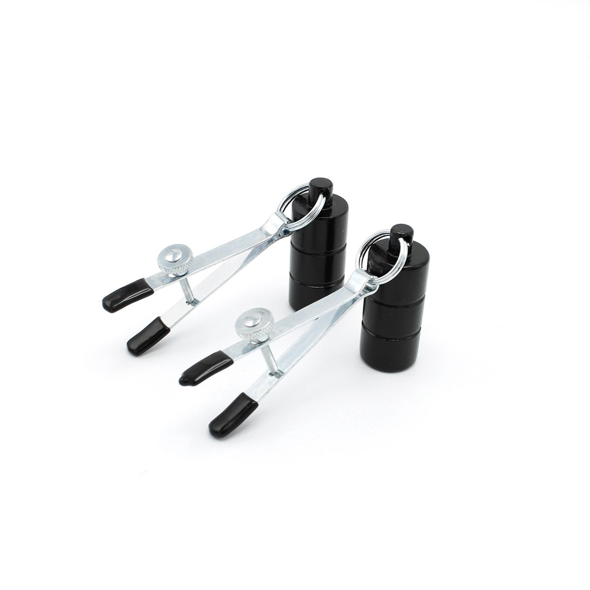 Kiotos Steel - Tepelklemmen - Nipple Adjustable Pinch Clamps 2x100g Gewichten - RVS - Zwart-Erotiekvoordeel.nl