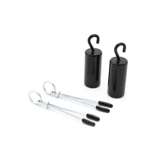 Kiotos Steel - Tepelklemmen - Nipple Pinch Clamps met 2 x 100g Haakgewichten- RVS - Zwart-Erotiekvoordeel.nl