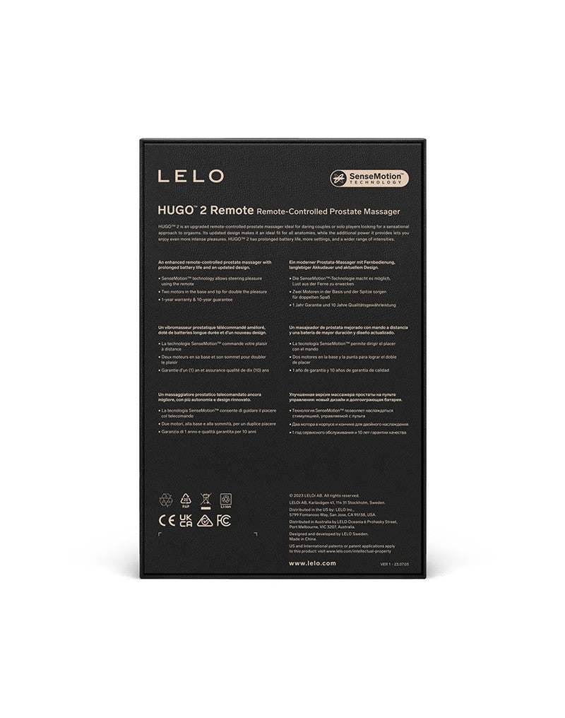 LELO - Hugo 2 - Prostaat Vibrator - Prostaat Massager - Met Afstandsbediening - Zwart-Laced-up.nl