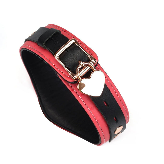 Liebe Seele - Angel's Kiss - Curved Collar Met Leash - Luxe En exclusief ontwerp - Roze/Zwart/Rosé Goud-Laced-up.nl