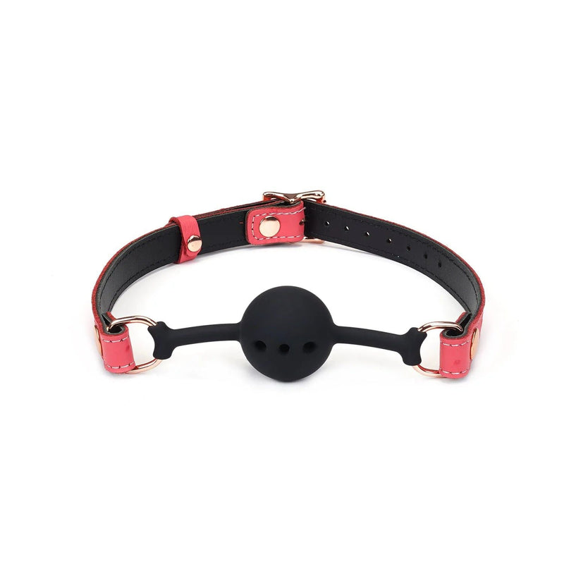 Liebe Seele - Angel's Kiss Leren Ball Gag - Luxe En exclusief ontwerp - Roze/Zwart/Rosé Goud-Laced-up.nl
