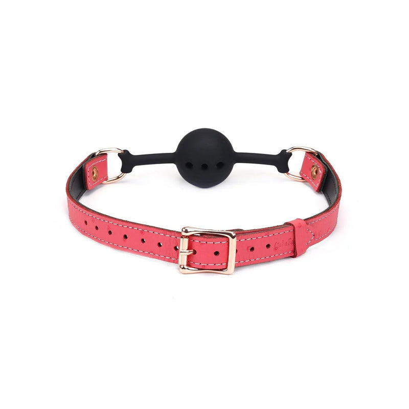 Liebe Seele - Angel's Kiss Leren Ball Gag - Luxe En exclusief ontwerp - Roze/Zwart/Rosé Goud-Laced-up.nl