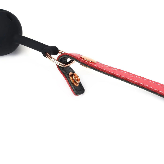 Liebe Seele - Angel's Kiss Leren Ball Gag - Luxe En exclusief ontwerp - Roze/Zwart/Rosé Goud-Laced-up.nl