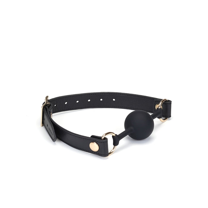 Liebe Seele - Dark Secret - Exclusieve Siliconen Ball Gag Met Lederen Riempjes - Zwart/Goud-Laced-up.nl