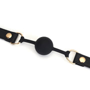 Liebe Seele - Dark Secret - Exclusieve Siliconen Ball Gag Met Lederen Riempjes - Zwart/Goud-Laced-up.nl