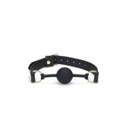Liebe Seele - Dark Secret - Exclusieve Siliconen Ball Gag Met Lederen Riempjes - Zwart/Goud-Laced-up.nl