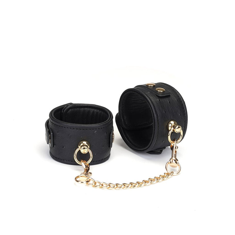 Liebe Seele - Demon's Kiss - Enkelboeien Met Gouden Hartvormige Slotjes - Luxe En exclusief ontwerp - Zwart/Goud-Laced-up.nl
