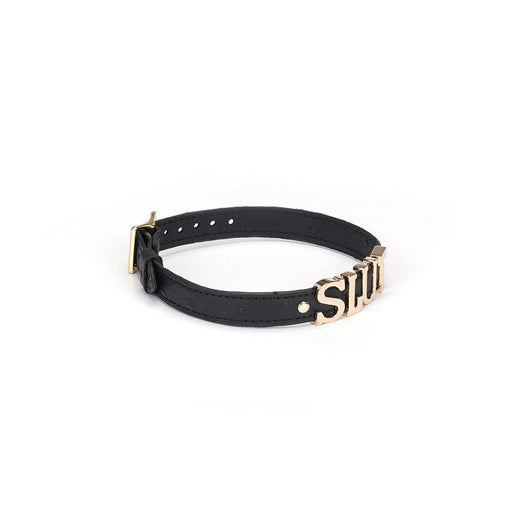 Liebe Seele - Demon's Kiss - Luxe Collar Met Grote Gouden letters SLUT - Zwart/Goud-Laced-up.nl