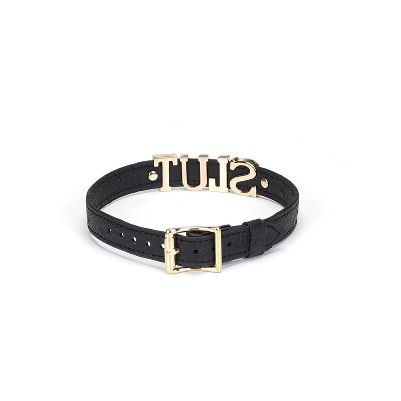 Liebe Seele - Demon's Kiss - Luxe Collar Met Grote Gouden letters SLUT - Zwart/Goud-Laced-up.nl
