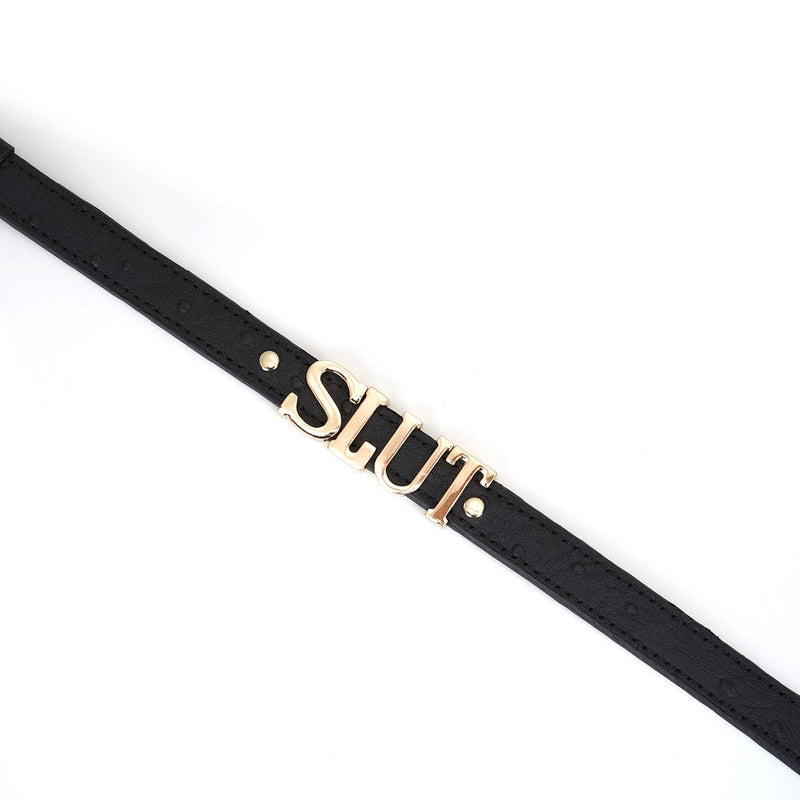 Liebe Seele - Demon's Kiss - Luxe Collar Met Grote Gouden letters SLUT - Zwart/Goud-Laced-up.nl