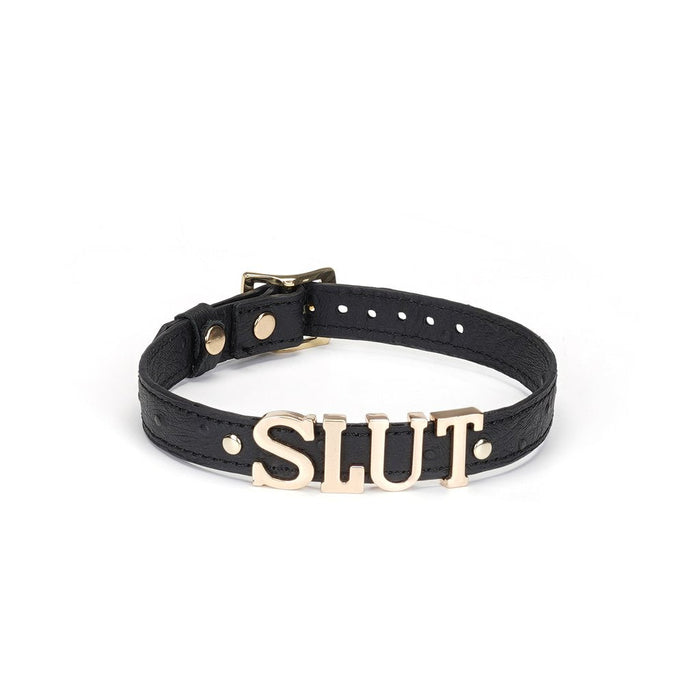 Liebe Seele - Demon's Kiss - Luxe Collar Met Grote Gouden letters SLUT - Zwart/Goud-Laced-up.nl