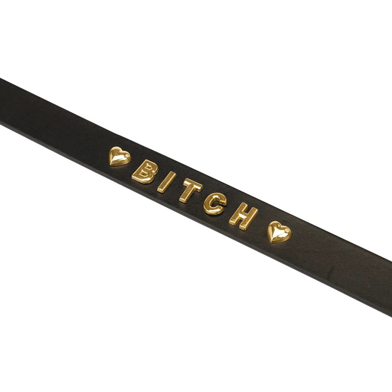 Liebe Seele - Demon's Kiss - Smalle Collar - Choker - Met Gouden letters BITCH - Luxe En exclusief ontwerp - Zwart/Goud-Laced-up.nl