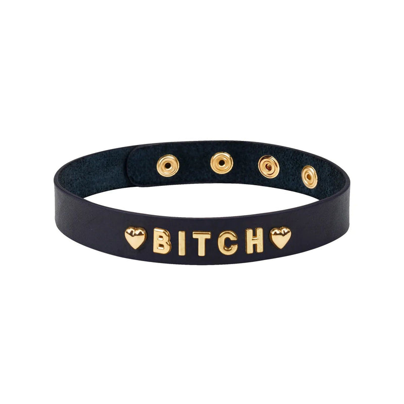 Liebe Seele - Demon's Kiss - Smalle Collar - Choker - Met Gouden letters BITCH - Luxe En exclusief ontwerp - Zwart/Goud-Laced-up.nl