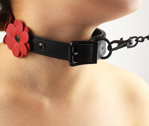 Liebe Seele - Flower Rhythm - Collar met Bloemen uit Leer - Exclusief en uniek ontwerp uit Japan - Rood/Zwart-Laced-up.nl