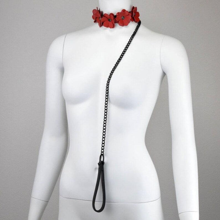 Liebe Seele - Flower Rhythm - Collar met Bloemen uit Leer - Exclusief en uniek ontwerp uit Japan - Rood/Zwart-Laced-up.nl