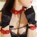 Liebe Seele - Flower Rhythm - Collar met Bloemen uit Leer - Exclusief en uniek ontwerp uit Japan - Rood/Zwart-Laced-up.nl