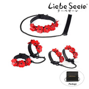Liebe Seele - Flower Rhythm - Handboeien met Bloemen uit Leer - Exclusief en uniek ontwerp uit Japan - Rood/Zwart-Laced-up.nl