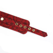 Liebe Seele - Kinbaku Ukiyoe - Lamslederen Polsboeien - Rood met Zwarte Rozen Print - Iets Héél Bijzonders! - Import uit Japan-Laced-up.nl