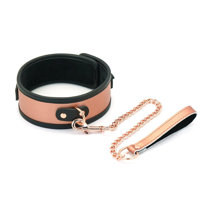 Liebe Seele - Rose Gold Memory - Exclusieve Leren Collar En Leiband - Rosé Goud-Laced-up.nl