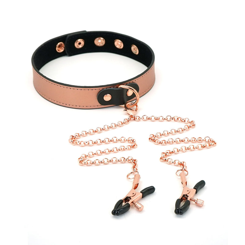 Liebe Seele - Rose Gold Memory - Collier étroit exclusif avec pinces à tétons - Or rose - Laced-up.nl