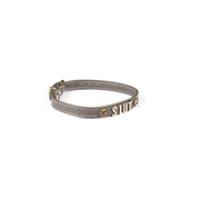Liebe Seele - Smalle Collar Met Gouden Letters - Slut - Italiaans Kwaliteitsleder - Grijs-Laced-up.nl