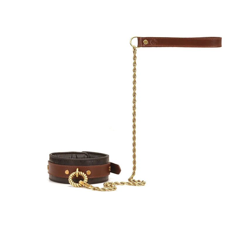 Liebe Seele - The Equestrian Leather Collar And Leash - Leren Halsband Met Ketting-Laced-up.nl