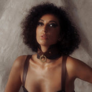 Liebe Seele - The Equestrian Leather Posture Collar And Leash - Leren Halsband Met Ketting-Laced-up.nl
