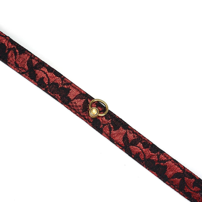 Liebe Seele - Victorian Garden - Smalle Collar - Choker - vegan vriendelijk - PU Leer & Kant - Zwart/Rood-Laced-up.nl