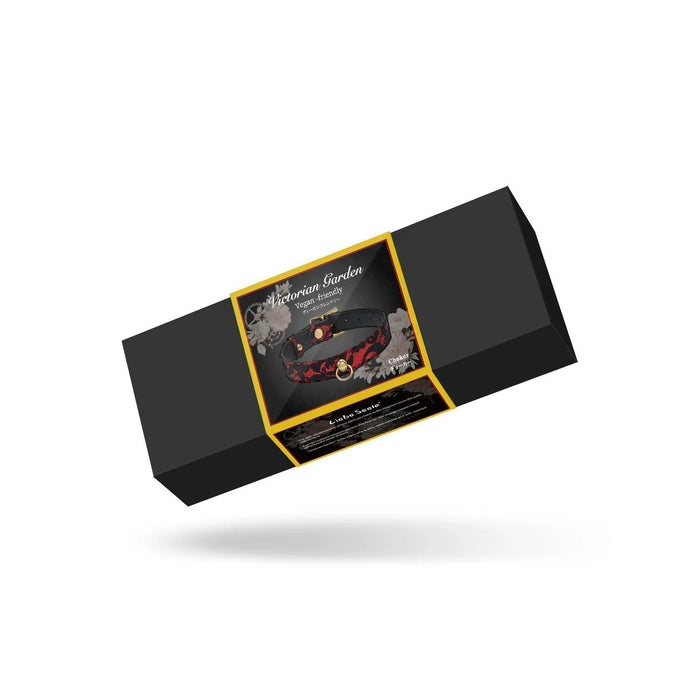 Liebe Seele - Victorian Garden - Smalle Collar - Choker - vegan vriendelijk - PU Leer & Kant - Zwart/Rood-Laced-up.nl