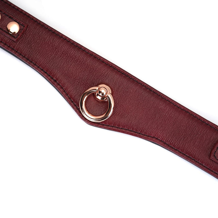 Liebe Seele - Wine Red Curved Collar Met leiband En hartvormig slot - Luxe ontwerp collar-Laced-up.nl