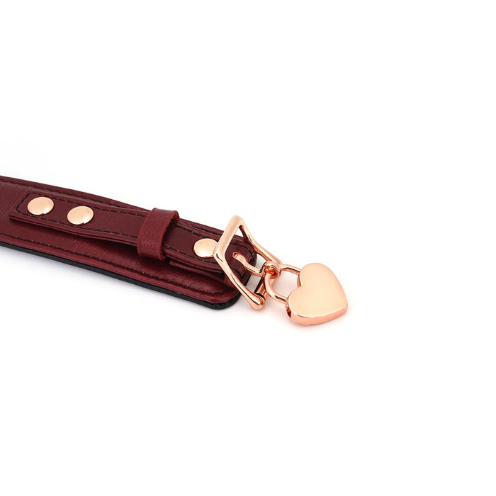 Liebe Seele - Wine Red Curved Collar Met leiband En hartvormig slot - Luxe ontwerp collar-Laced-up.nl