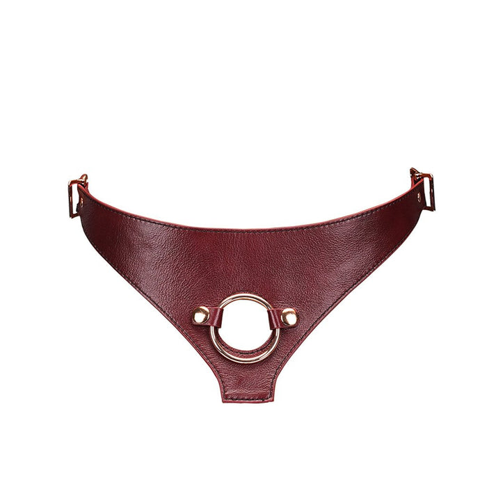 Liebe Seele - Wine Red Exclusief Leren Strap-On Harnas-Laced-up.nl