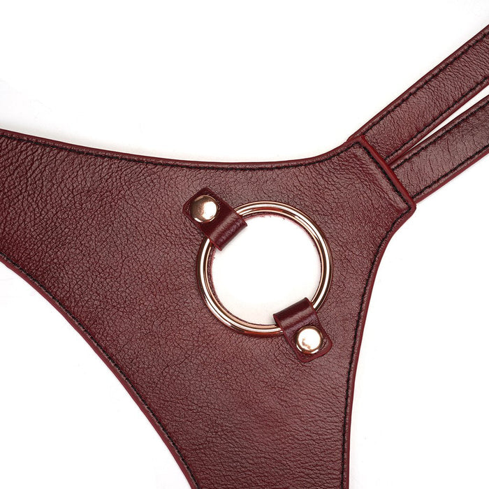 Liebe Seele - Wine Red Exclusief Leren Strap-On Harnas-Laced-up.nl