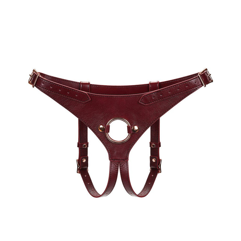 Liebe Seele - Wine Red Exclusief Leren Strap-On Harnas-Laced-up.nl