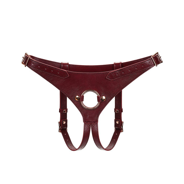 Liebe Seele - Wine Red Exclusief Leren Strap-On Harnas-Laced-up.nl