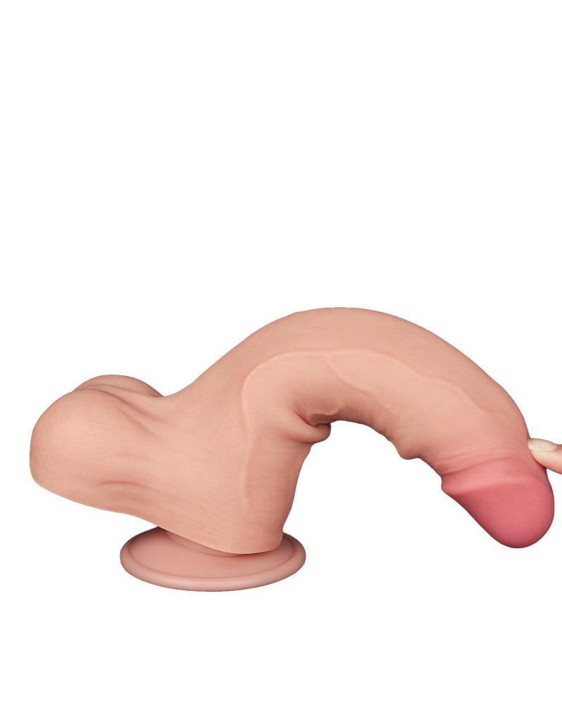 LoveToy - Dubbellaags Dildo - Glijdende Huid Dildo- Lengte 22 cm - Diameter 4.3 cm - Lichte Huidskleur-Laced-up.nl