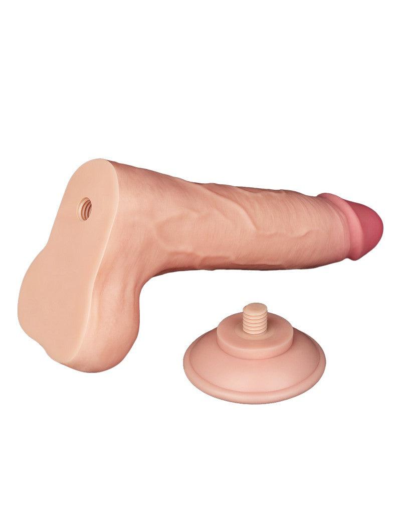 LoveToy - Dubbellaags Dildo - Glijdende Huid Dildo- Lengte 22 cm - Diameter 4.3 cm - Lichte Huidskleur-Laced-up.nl