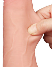 LoveToy - Dubbellaags Dildo - Glijdende Huid Dildo- Lengte 22 cm - Diameter 4.3 cm - Lichte Huidskleur-Laced-up.nl