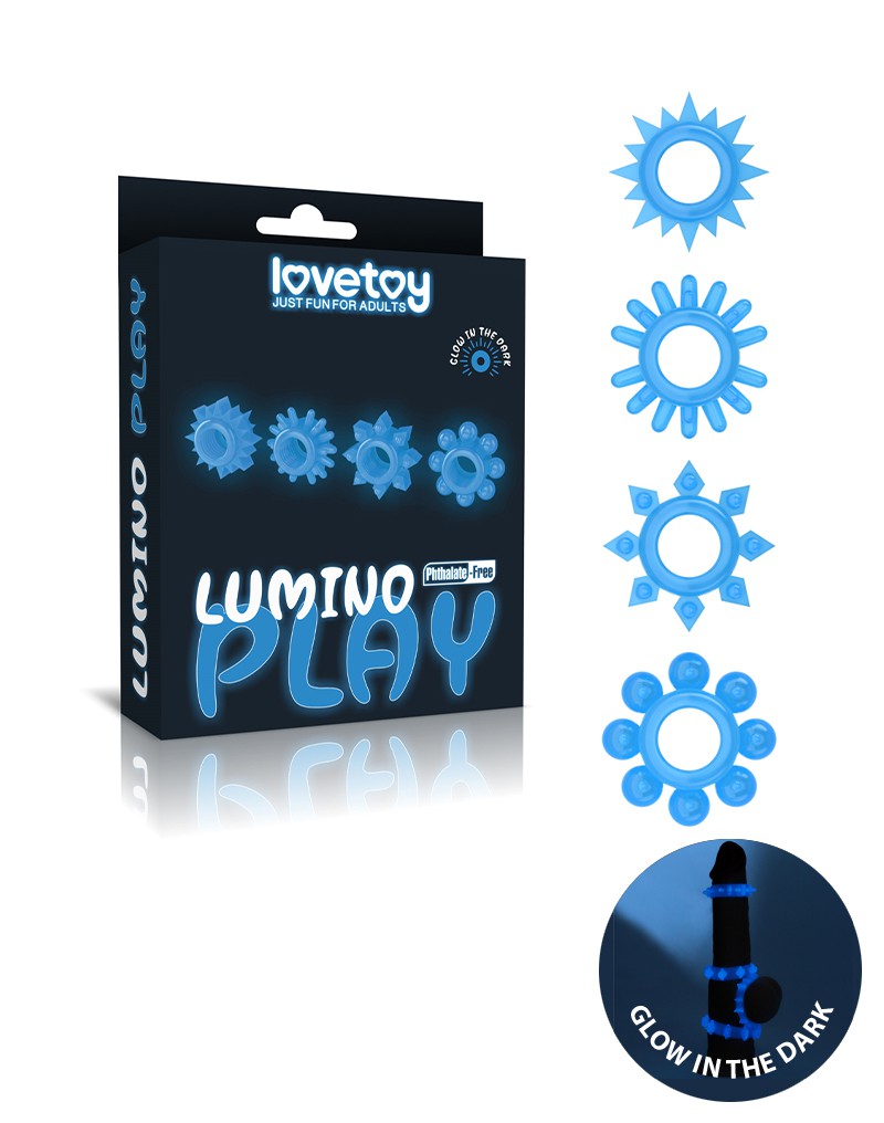 Lovetoy - Lumino Play - Cockringen Set - 4-delig - Glow In The dark-Erotiekvoordeel.nl