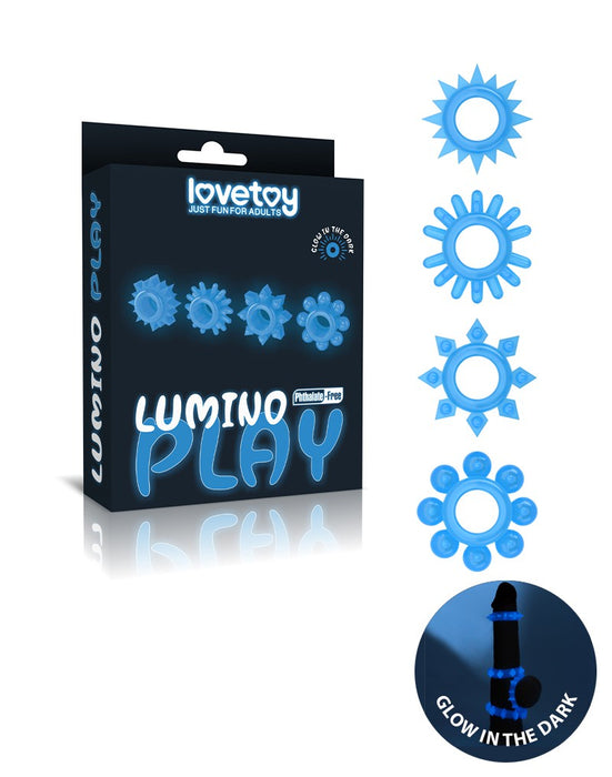 Lovetoy - Lumino Play - Cockringen Set - 4-delig - Glow In The dark-Erotiekvoordeel.nl