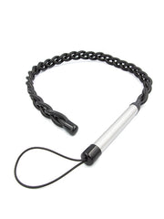 Mister B - Gevlochten Rubberen Single Tail Zweep - Heavy Impact - Zwart-Laced-up.nl