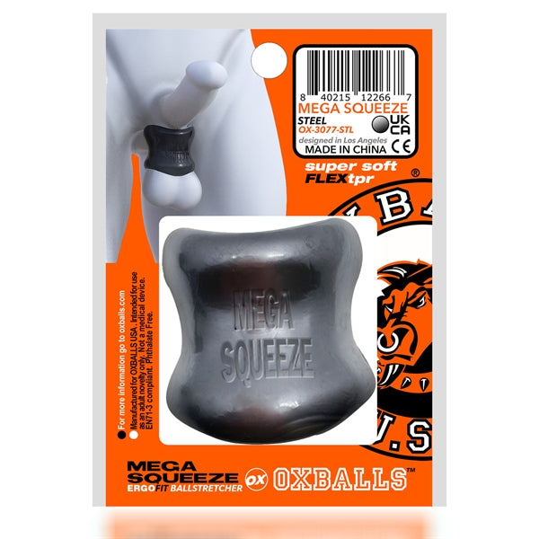 Oxballs - Mega Squeeze - Rekbare Ballstretcher van TPR - Steel/Zilver-Erotiekvoordeel.nl