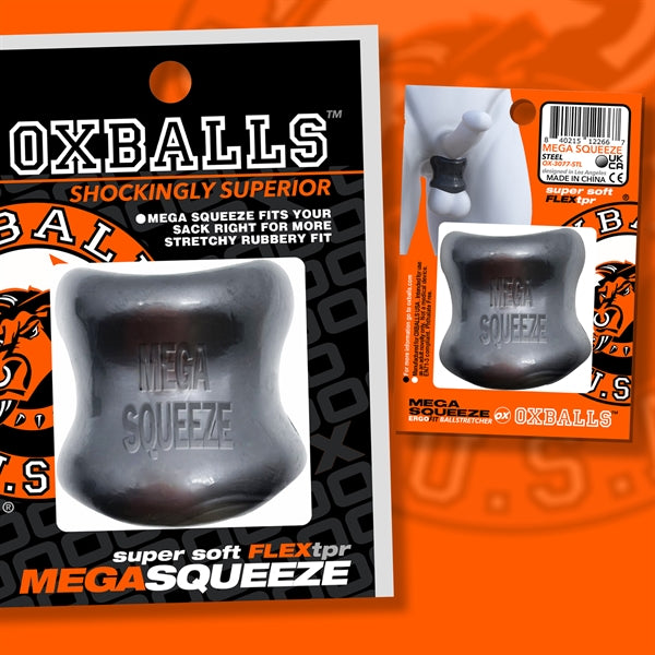 Oxballs - Mega Squeeze - Rekbare Ballstretcher van TPR - Steel/Zilver-Laced-up.nl
