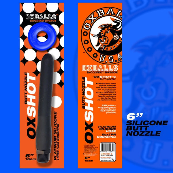 Oxballs - Ox Shot - Siliconen Anaal Douche - Lengte 15 cm - Gratis Rubberen Cockring-Laced-up.nl