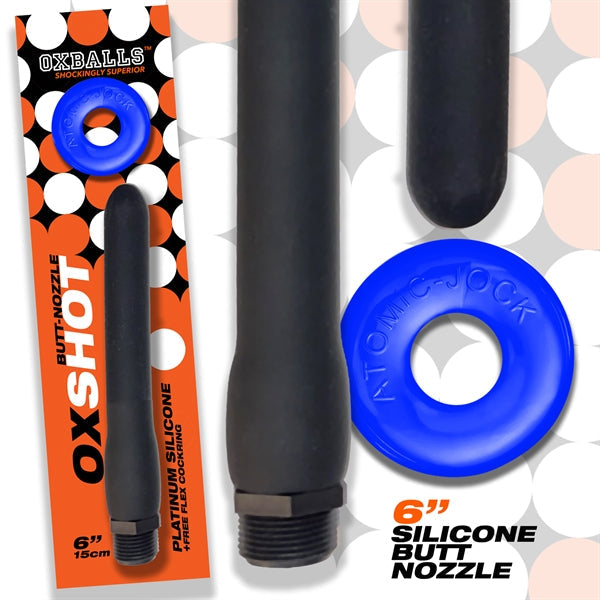 Oxballs - Ox Shot - Siliconen Anaal Douche - Lengte 15 cm - Gratis Rubberen Cockring-Laced-up.nl
