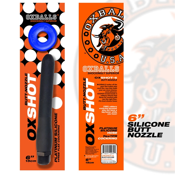 Oxballs - Ox Shot - Siliconen Anaal Douche - Lengte 15 cm - Gratis Rubberen Cockring-Laced-up.nl