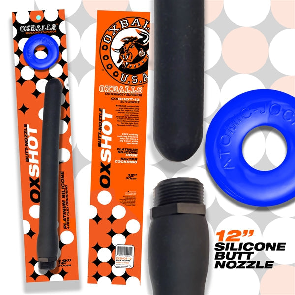 Oxballs - Ox Shot - Siliconen Anaal Douche - Lengte 30 cm - Gratis Rubberen Cockring-Laced-up.nl