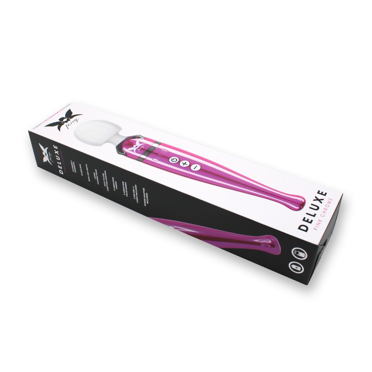 Pixey DeLuxe - Pink Chrome Edition - Oplaadbare Wand Vibrator - de krachtigste die er is-Erotiekvoordeel.nl