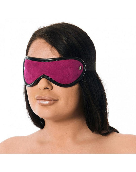 Rimba Bondage Play - Blinddoek - Luxe Leren Oogmasker - Zwart Roze - One Size