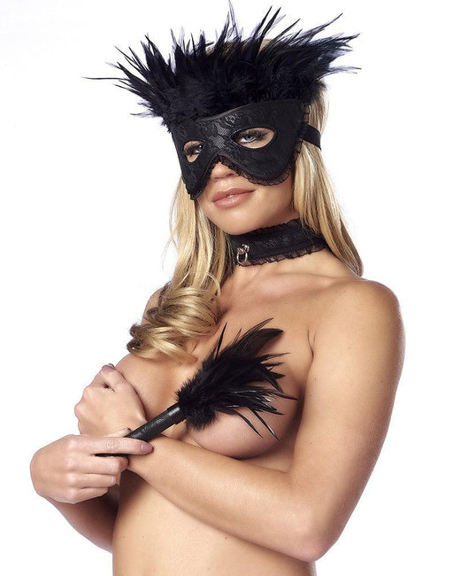 Rimba - Burlesque BDSM Set met Masker en Zweepje - Zwart-Erotiekvoordeel.nl